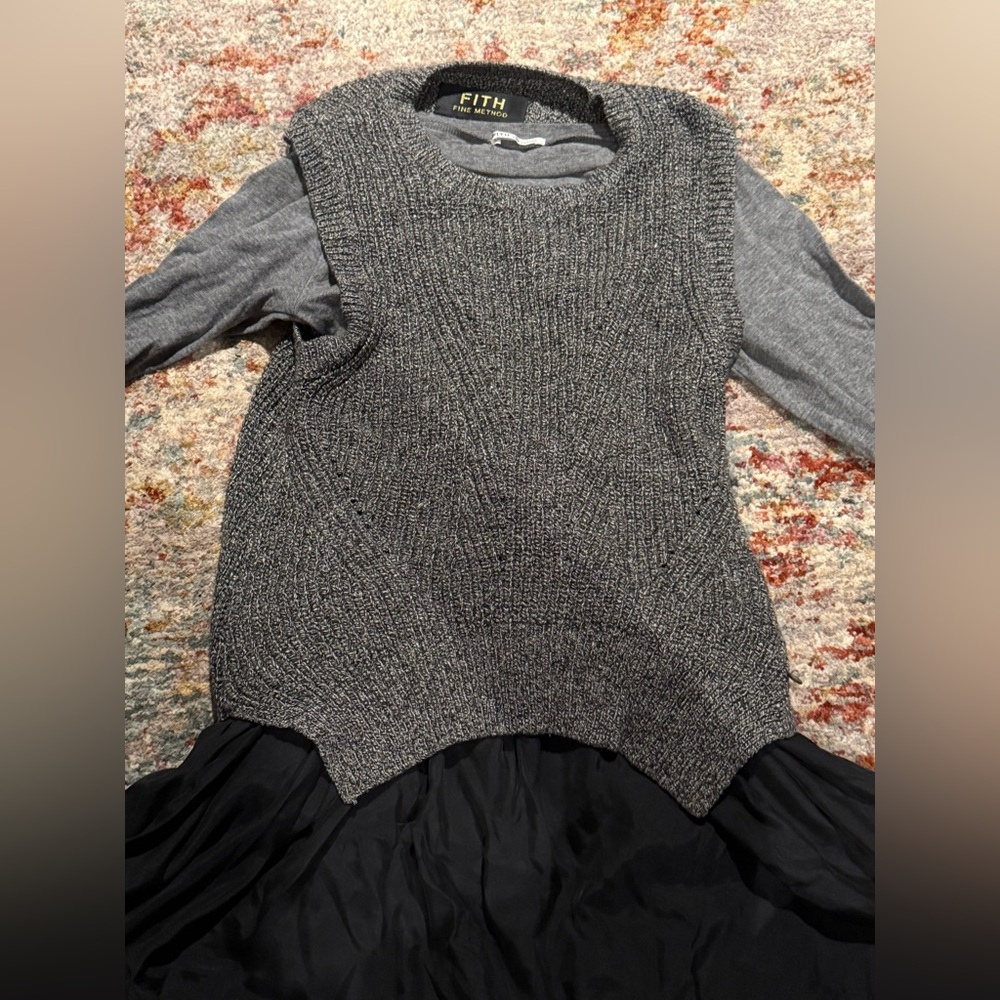 Cozy Gray and Black Kids Casual Dress